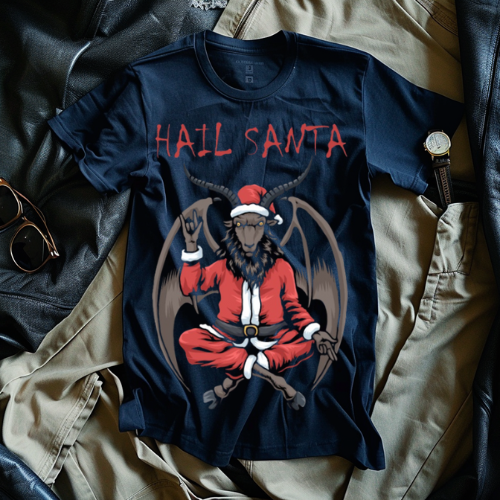 Hail Santa Unisex Tee, Funny Christmas Shirt, Holiday Apparel, Gift for Friends, Unique Festive T-shirt, Dark Humor Clothing