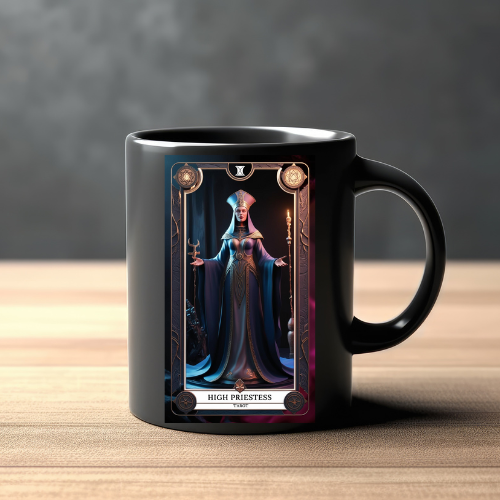 High Priestess Ceramics Mug - Tarot Inspired Design, Perfect Gift for Tarot Lovers, The High Priestess Tarot Card Coffee Mug