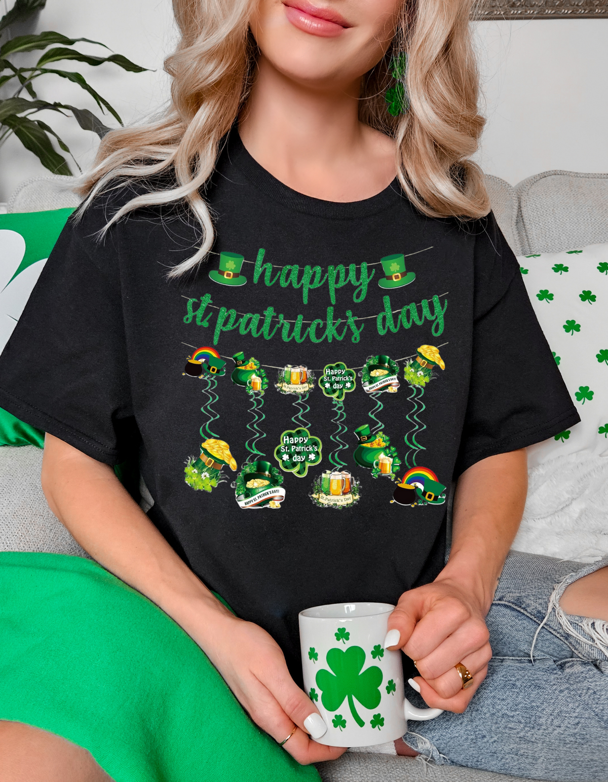 Happy St. Patrick's Day Unisex Softstyle T-Shirt, Lucky Shirt, Festival Apparel, Holiday Gift, Shamrock Tee