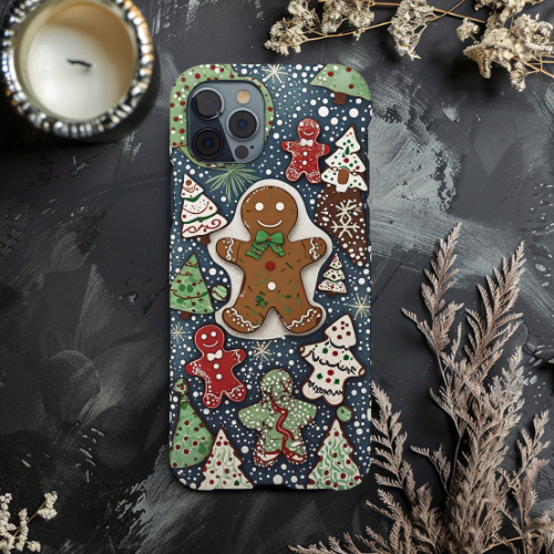 Gingerbread Holiday Phone Case, Festive Protector for Christmas, Winter Decor, Gift for Cookie Lovers, Cute Cover for iPhone