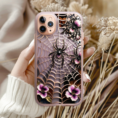 Spooky Floral Spider Phone Case - Tough Cases for Halloween Lovers