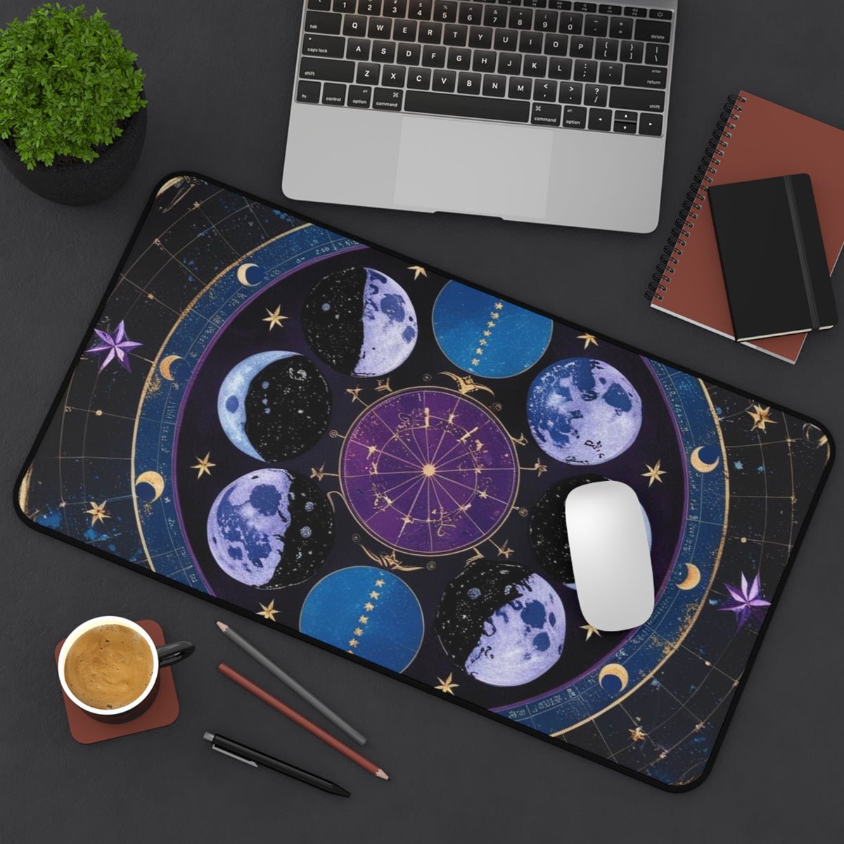 Celestial Moons Desk Mat - Stylish Astrology Office Accessory