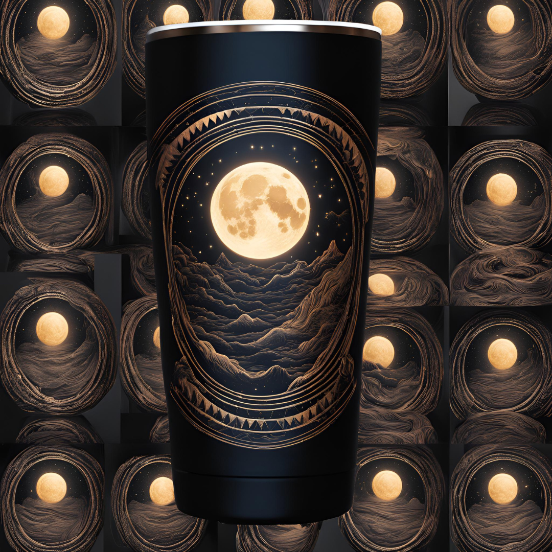 Moonlit Landscape Tumbler 20oz - Celestial Travel Mug for Stargazers and Nature Lovers
