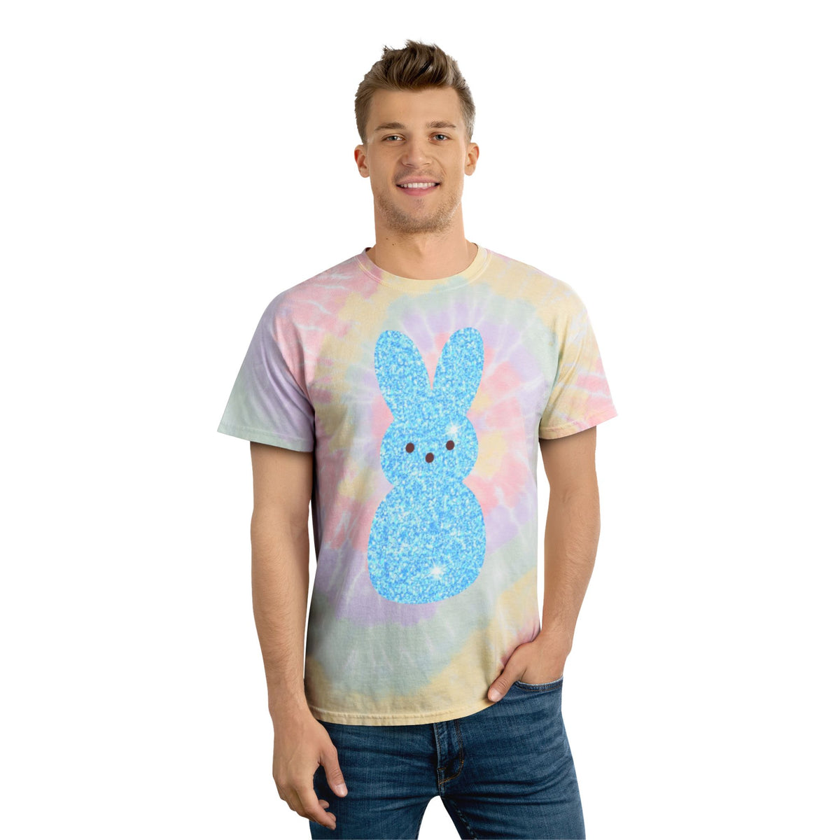Pastel Tie-Dye Bunny Tee, Cute Spring T-Shirt, Easter Outfit, Festival Wear, Summer Vibes, Cozy Casual Top