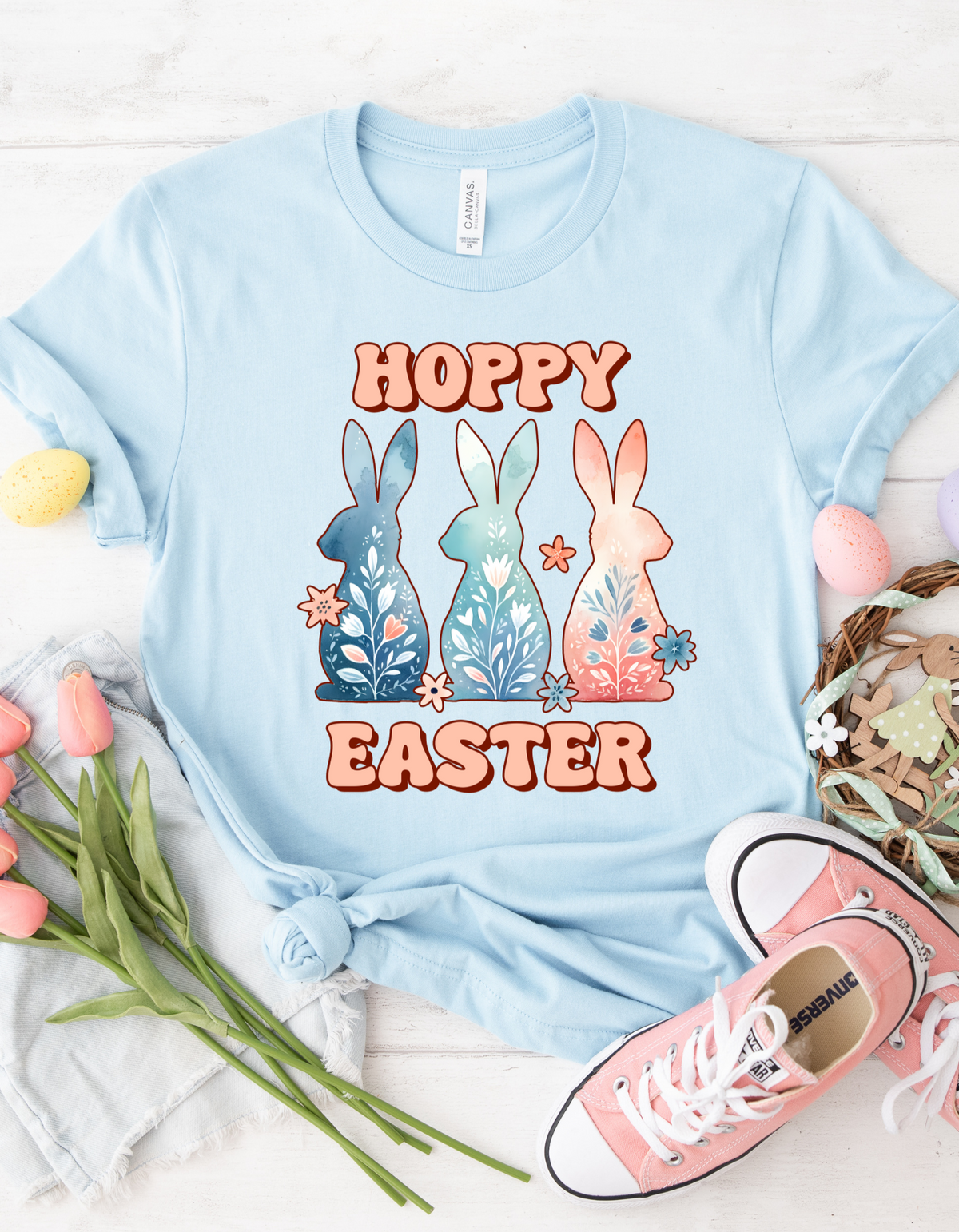 Hoppy Easter T-Shirt, Festive Bunny Tee, Spring Celebration Top, Unisex Holiday Apparel, Cute Easter Gift, Comfortable Casual Wear