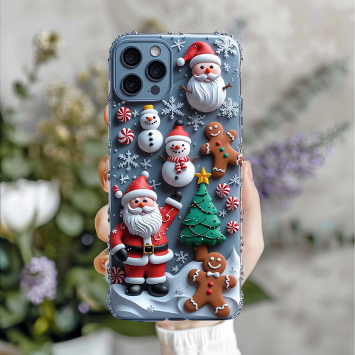 Christmas Phone Case, Festive Santa Clauses, Holiday Gift, Winter Decor, Cute Gingerbread Design, Seasonal Fun