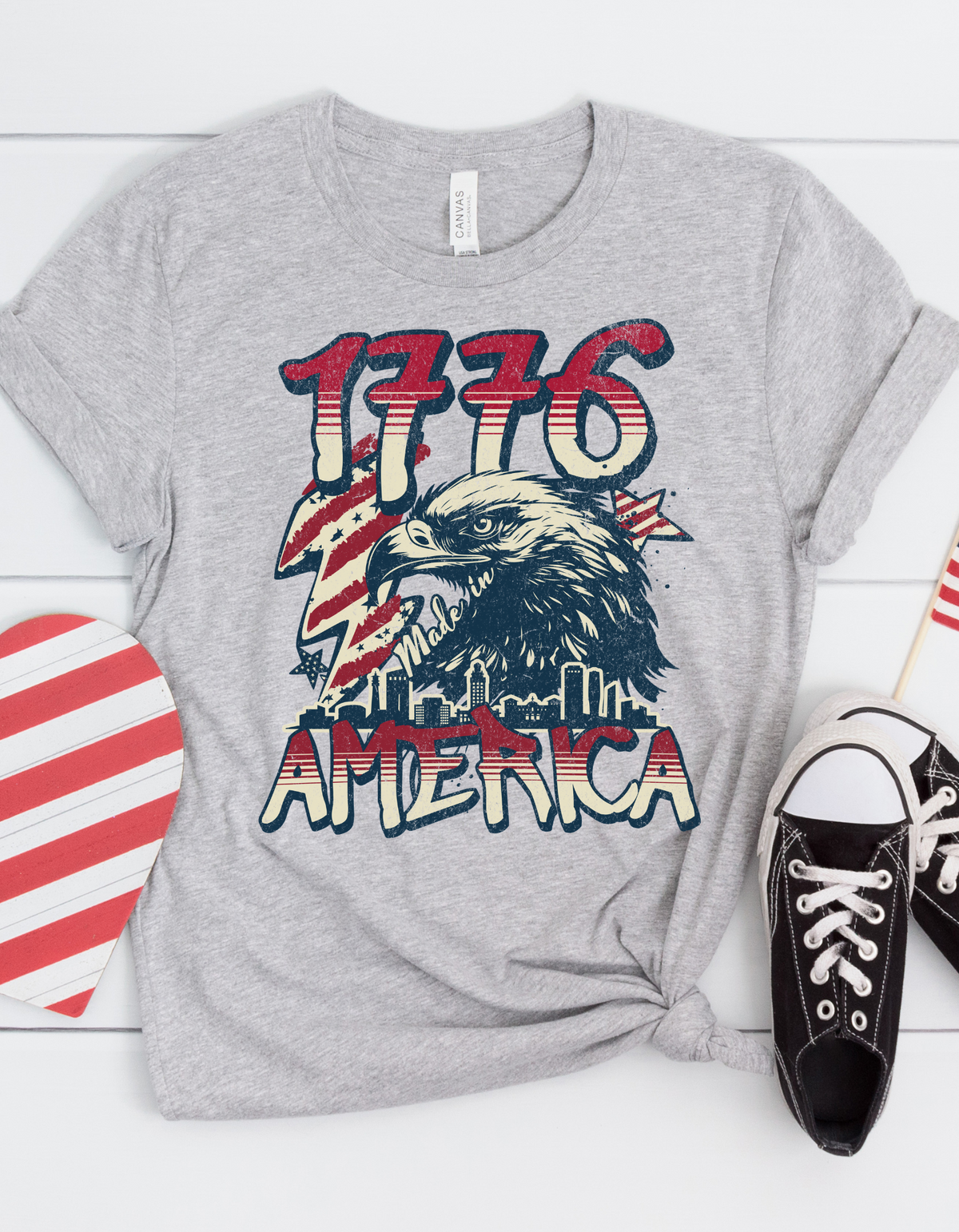 Patriotic Eagle T-Shirt | Fourth of July, Memorial Day, Vintage Graphic Tee, Unisex Softstyle Shirt, USA Pride Wear
