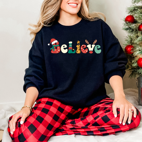 Holiday Cheer Sweatshirt, Believe Sweatshirt, Christmas Gift, Cozy Crewneck, Unisex Sweater, Festive Apparel