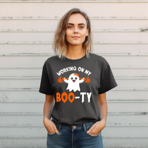 Working on My Boo-ty Ghost T-Shirt - Fun Unisex Halloween Tee