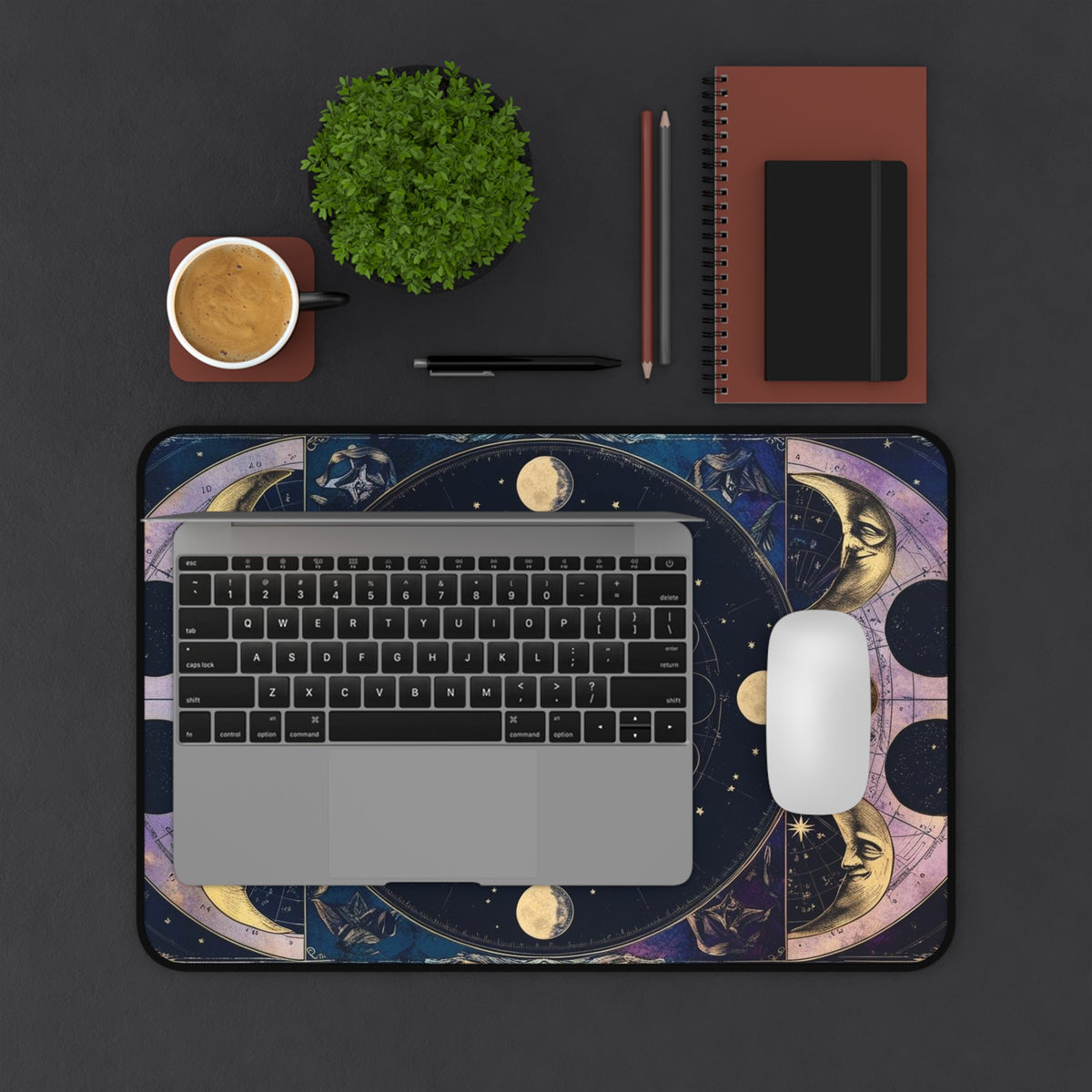 Celestial Desk Mat - Lunar Phases Design for Astrology Lovers | Perfect for Home Office Decor