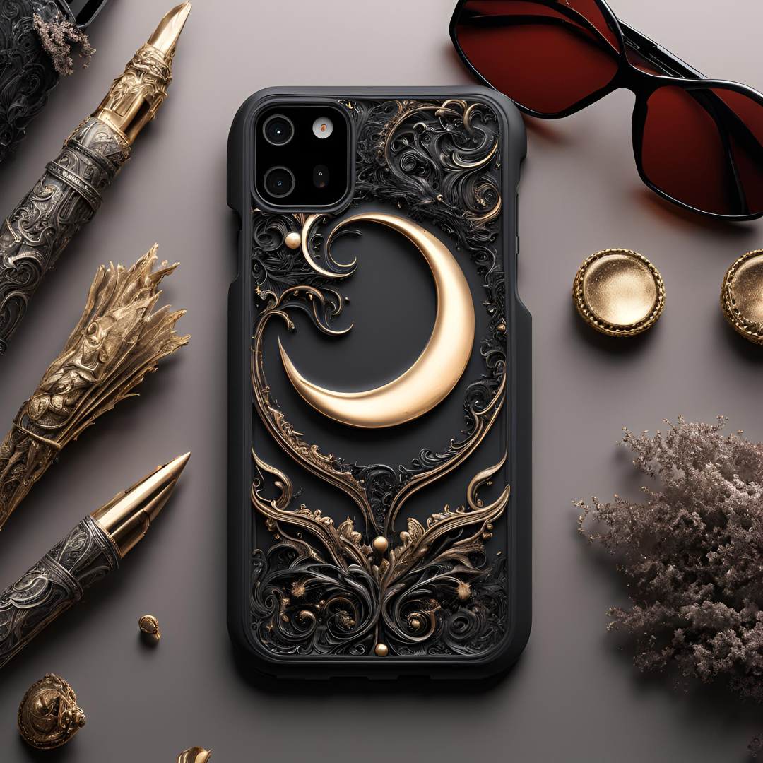 Elegant Moon Design Phone Case - Tough Cases for Stylish Protection, Celestial Moon Phone Case for iPhone, Samsung, and Google Pixel