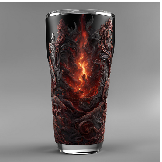 Dark Flame 20oz Tumbler - Insulated Travel Mug for Coffee and Hot Drinks, Inspired Dante Inferno Style Tumbler