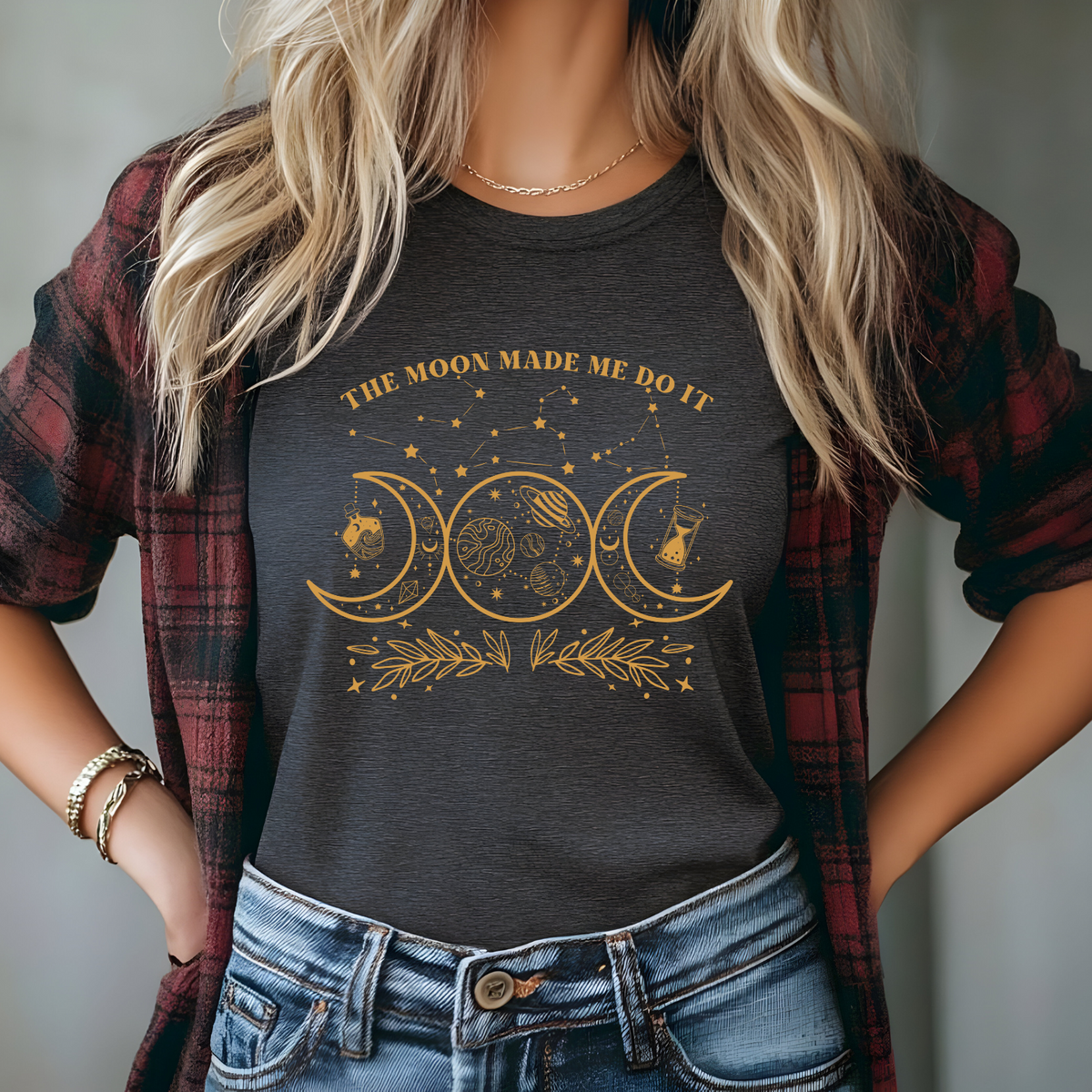 Moon Phase Graphic Tee - THE MOON MADE ME DO IT, Celestial Shirt