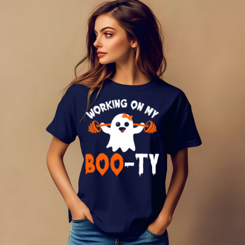 Working on My Boo-ty Ghost T-Shirt - Fun Unisex Halloween Tee