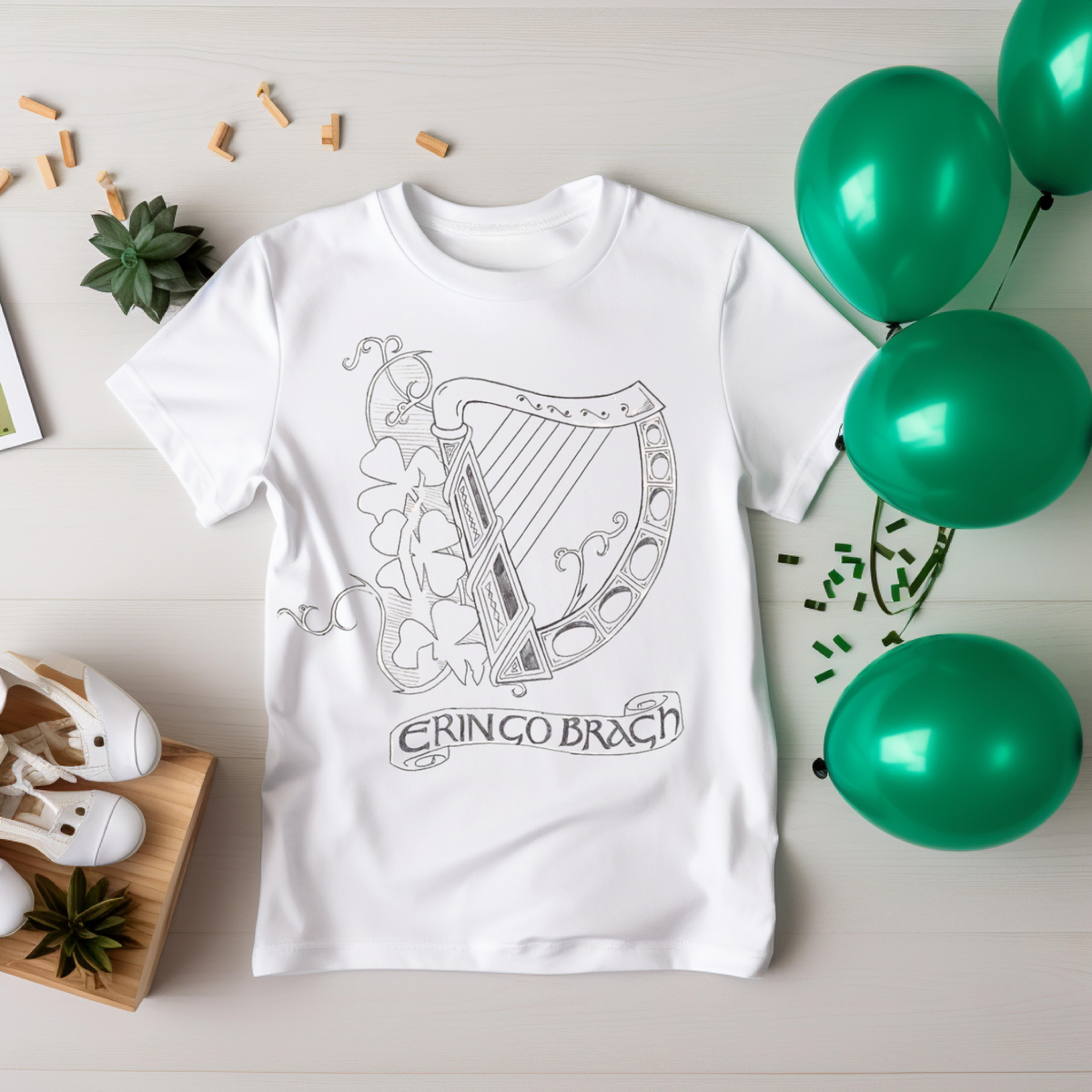 Celtic Heritage T-Shirt - Unisex Softstyle Tee with Harp Design, Perfect for St. Patrick's Day, Festivals, Family Gatherings, Gift