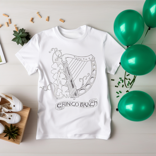 Celtic Heritage T-Shirt - Unisex Softstyle Tee with Harp Design, Perfect for St. Patrick's Day, Festivals, Family Gatherings, Gift