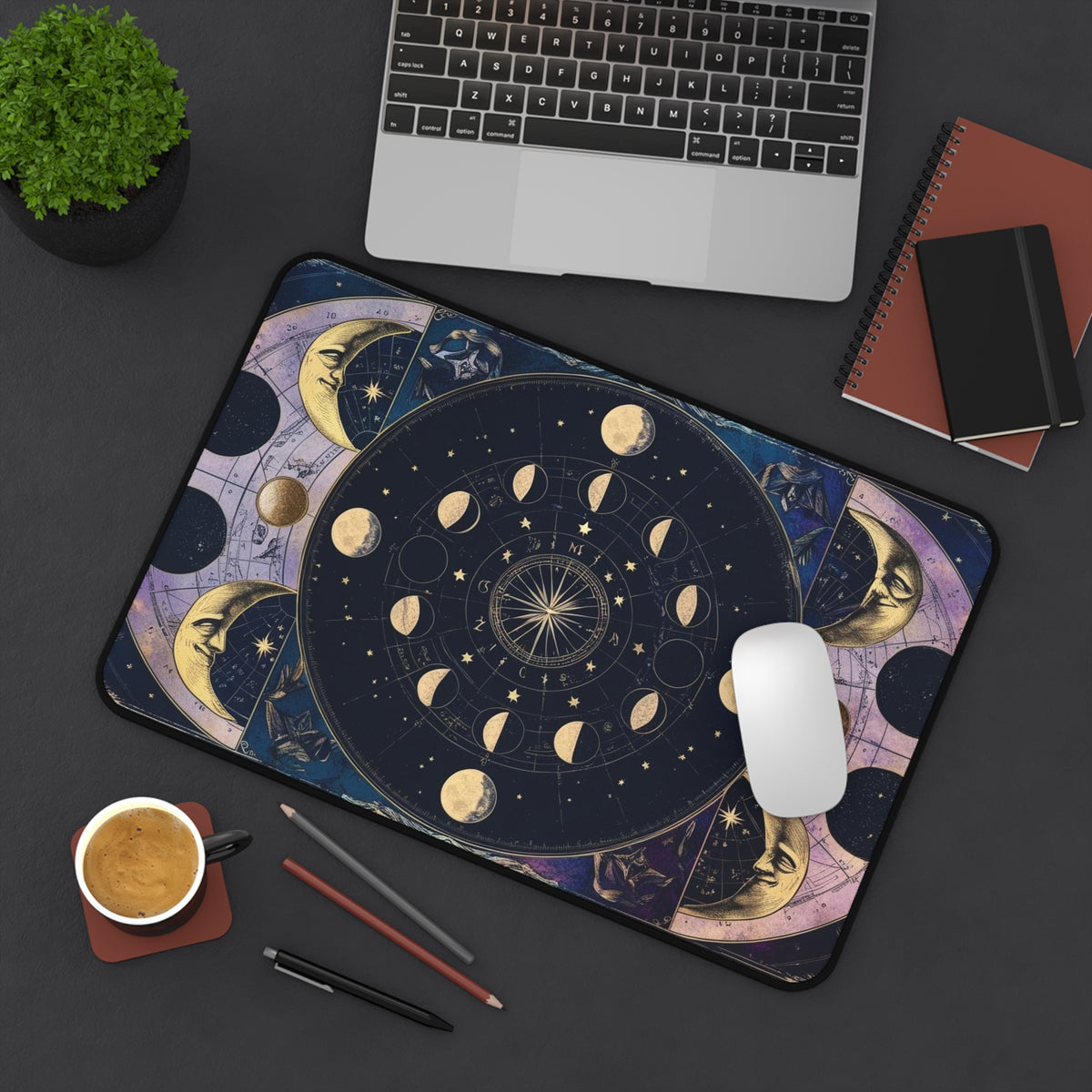 Celestial Desk Mat - Lunar Phases Design for Astrology Lovers | Perfect for Home Office Decor