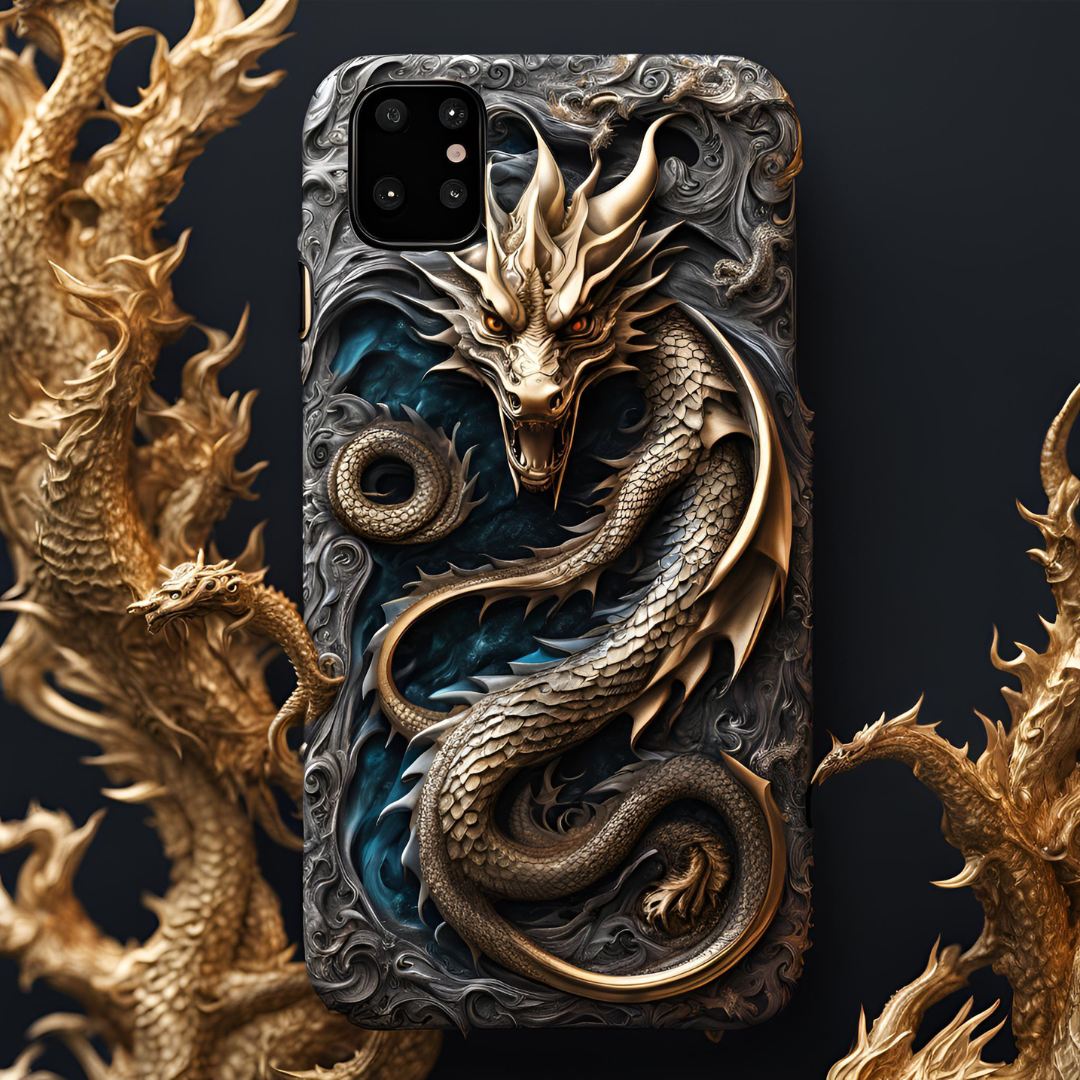 Dragon Design Tough Phone Case - Fierce & Durable Smartphone Protection, 3D Dragon Phone Case for iPhone, Samsung, and Google Pixel