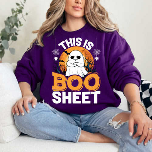 Halloween Humor Crewneck Sweatshirt - 'This is Boo Sheet'