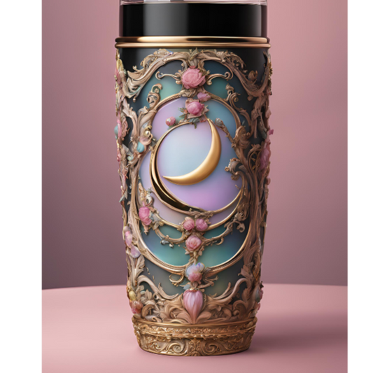Elegant Floral Moon Design 20oz Tumbler - Perfect Gift for Nature Lovers & Celebrations, Elegant Celestial Crescent Moon Tumbler