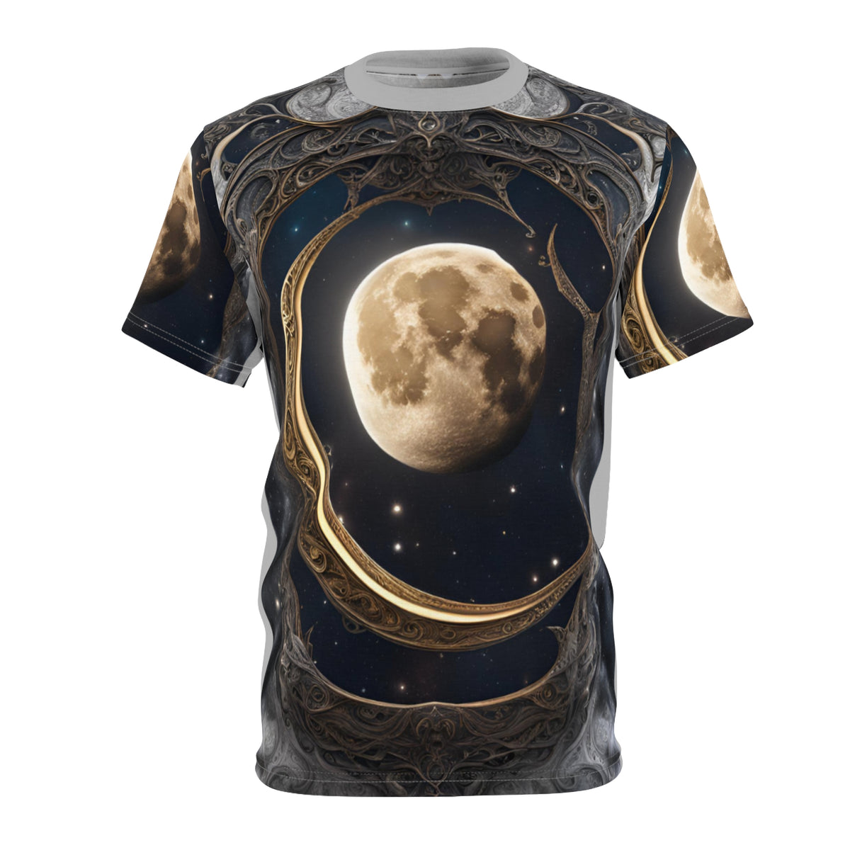 Celestial Moon Unisex Cut & Sew Tee - Dreamy Space Vibes, Celestial Moon AOP Shirt
