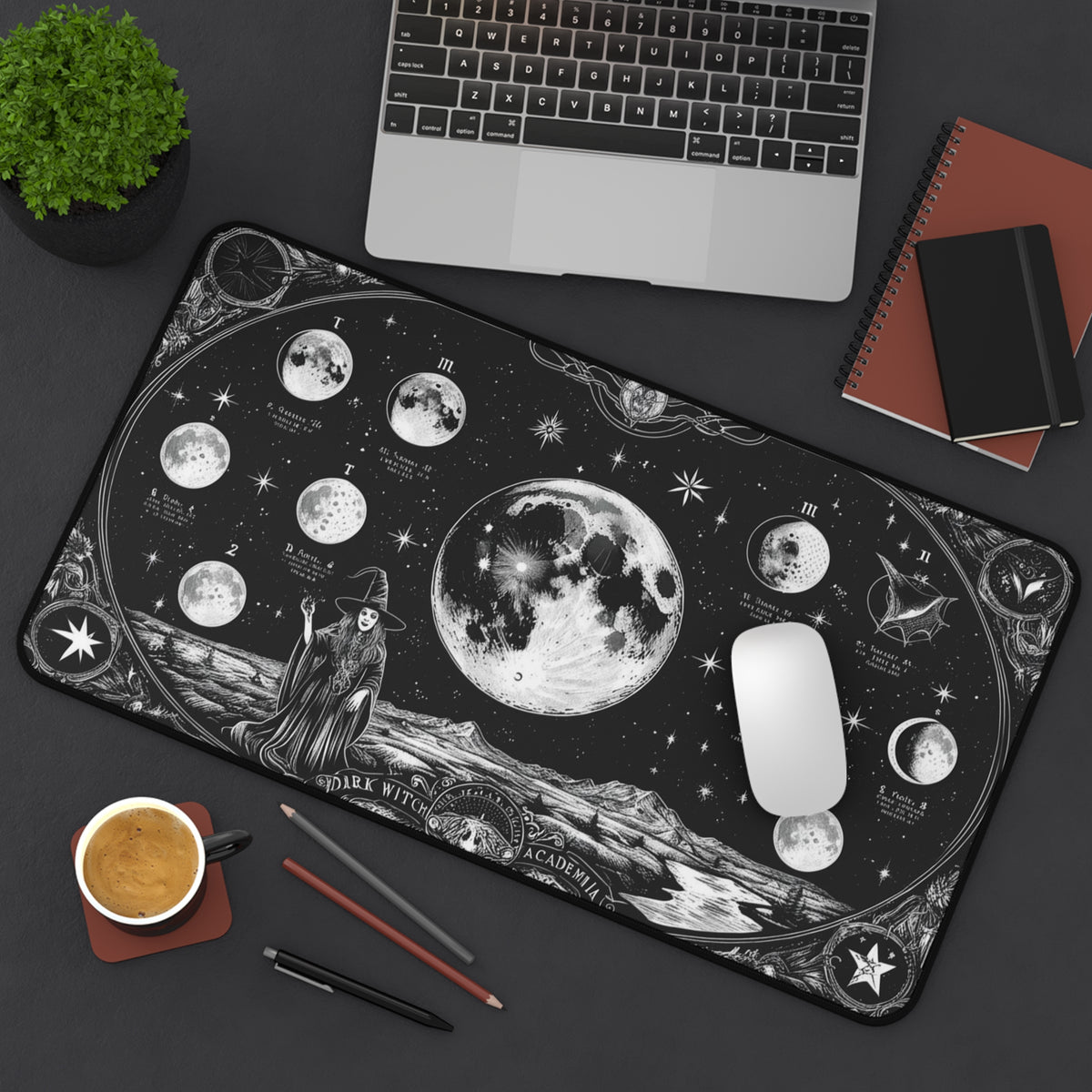 Cosmic Witch Desk Mat, Celestial Mouse Pad, Astrology Mouse Pad