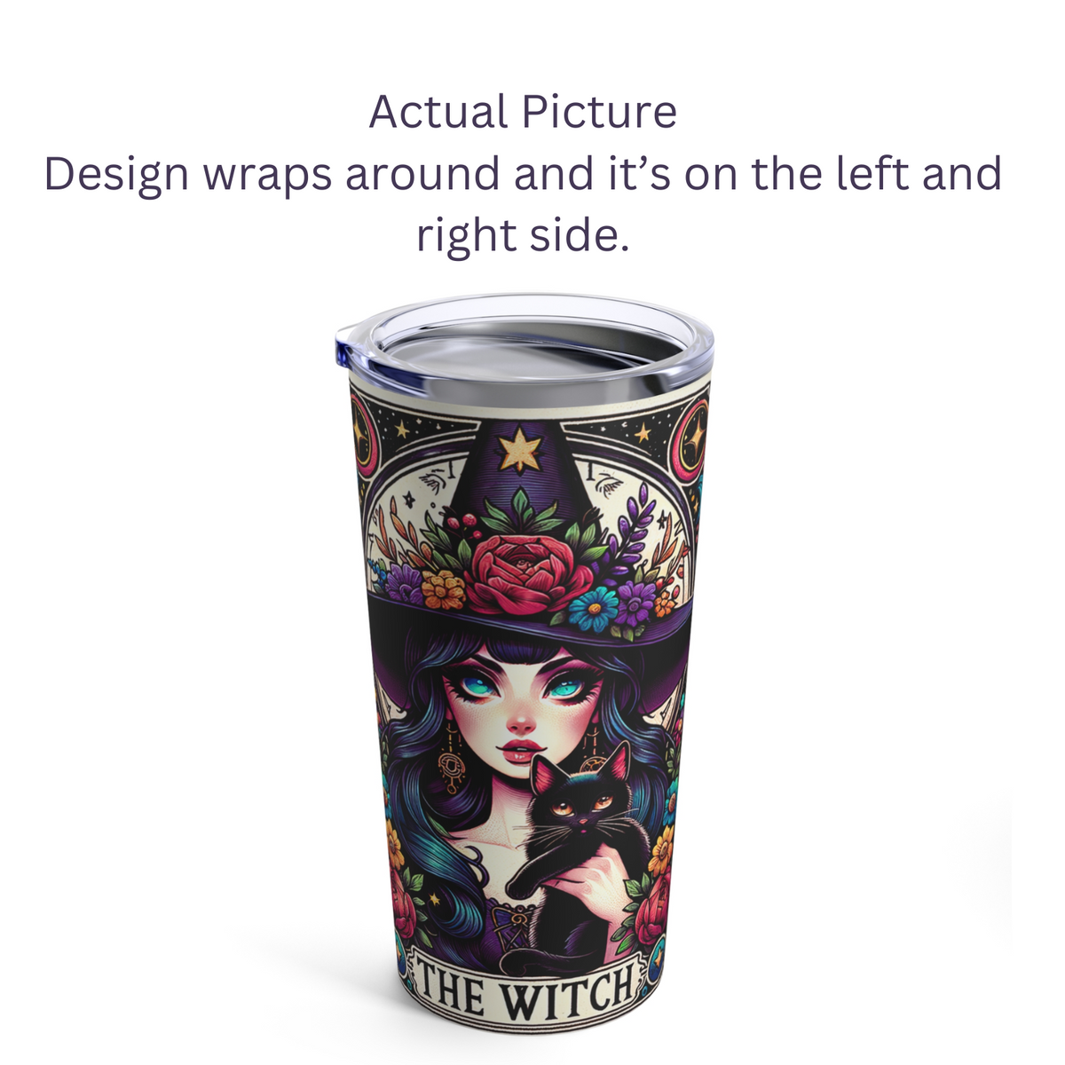The Witch Tarot Card Tumbler, Occult tarot card tumbler, The Witchy Tarot tumbler, coffee caffeine tarot card tumbler