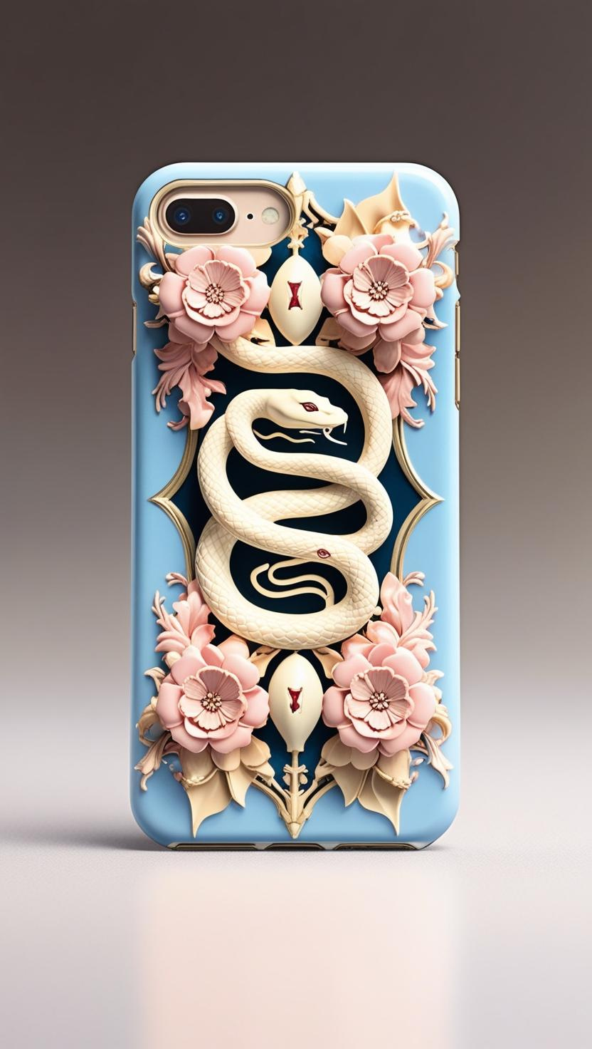 Artistic Snake iPhone Case - Tough & Stylish Phone Cover for Nature Lovers, Elegant Snake and Flowers Phone Case for iPhone, Samsung, and Google Pixel